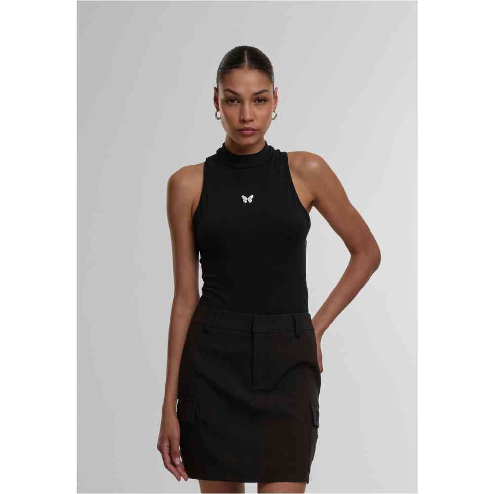 Mister Tee - Fly Away Sleeveless Turtleneck Bodysuit - Zwart